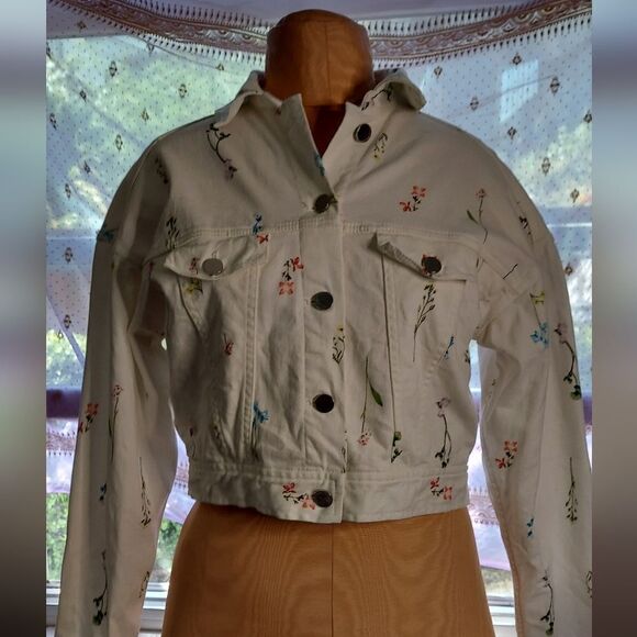 CROP WHITE JEAN JACKET " PARKER" Size XS NWOT - Picture 2 of 12